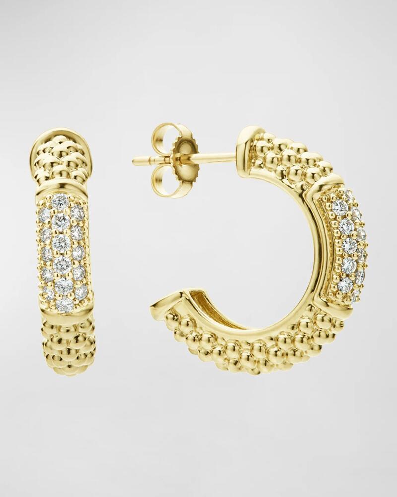 LAGOS 18k Caviar Gold Hoop Earrings w/ Diamonds Cover