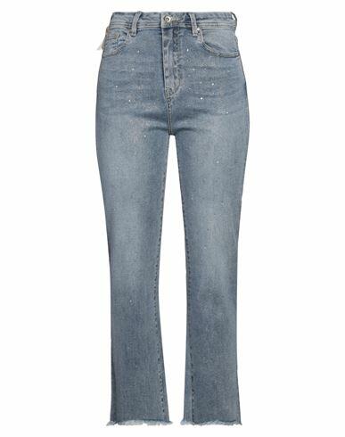 Take-two Woman Jeans Blue Cotton, Polyester, Viscose, Elastane Cover