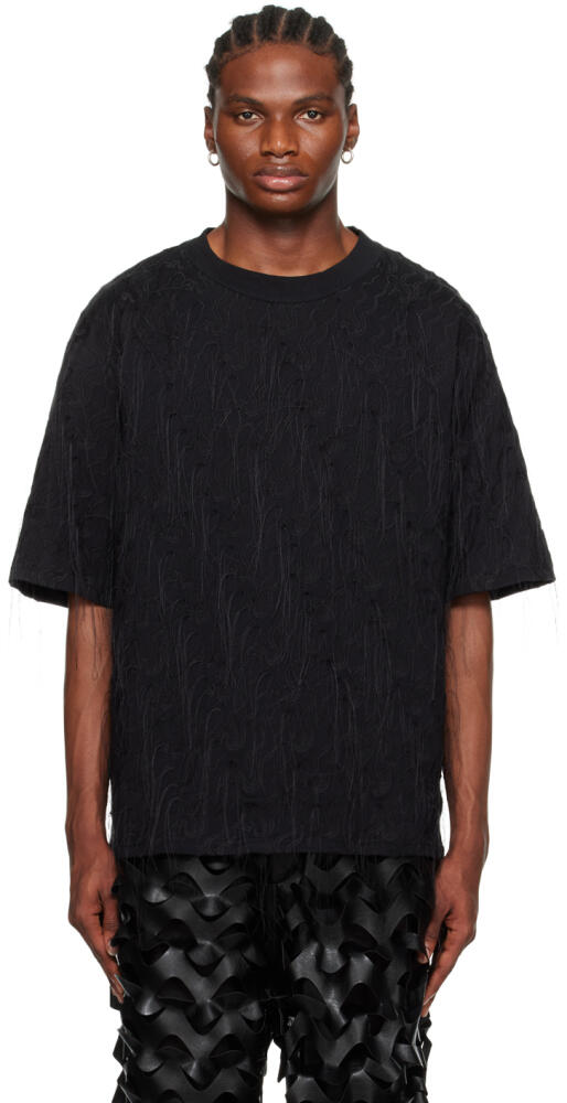 LU'U DAN Black Embroidered T-Shirt Cover