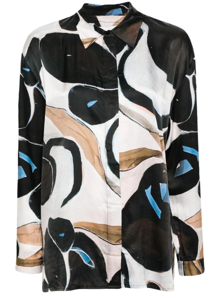 MUNTHE abstract-print spread-collar shirt - Blue Cover