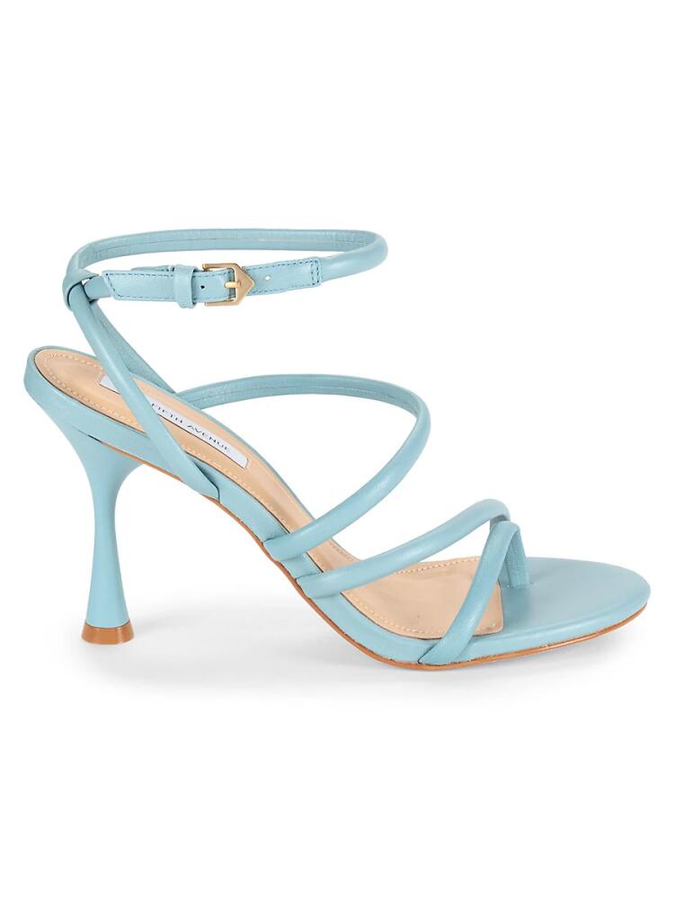 Saks Fifth Avenue Women's Strappy Leather Sandals - Sky Grey Cover