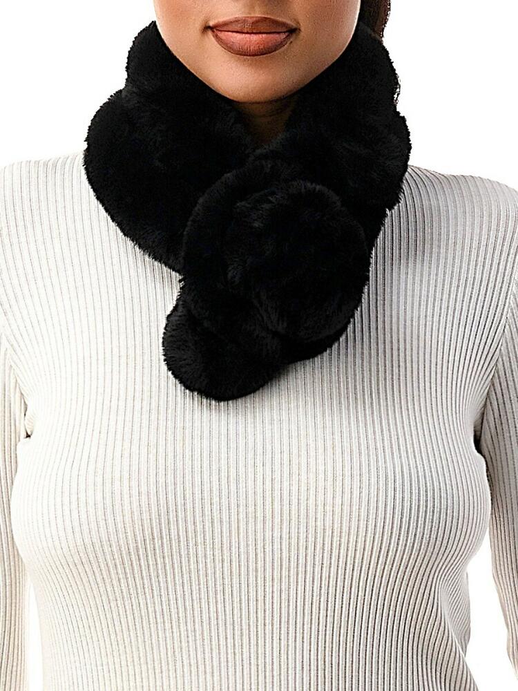 MARCUS ADLER Women's Faux Fur Cutout Scarf - Black Cover