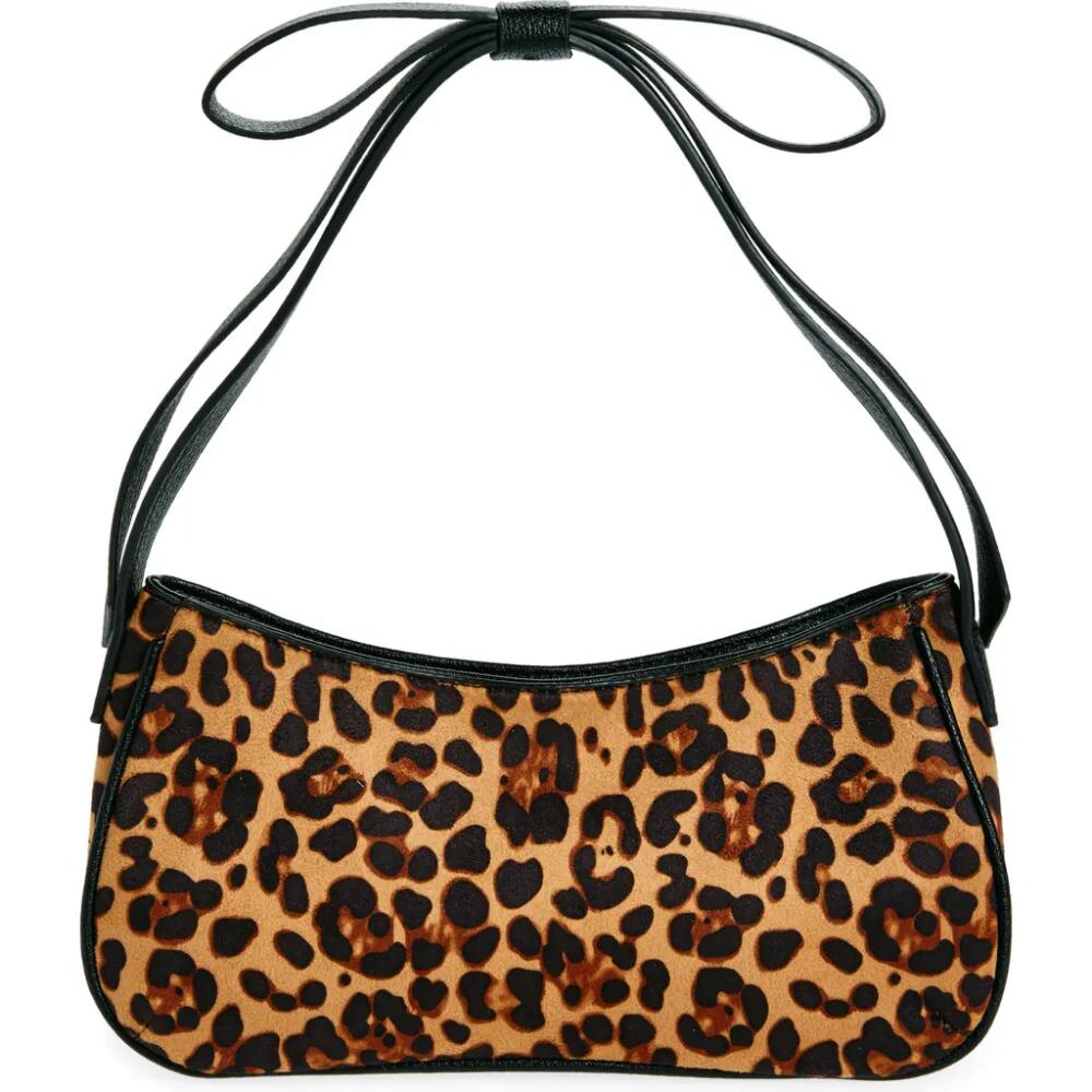 Mali + Lili Marissa Bow Leopard Recycled Vegan Leather Shoulder Bag in Tan/Leopard Cover