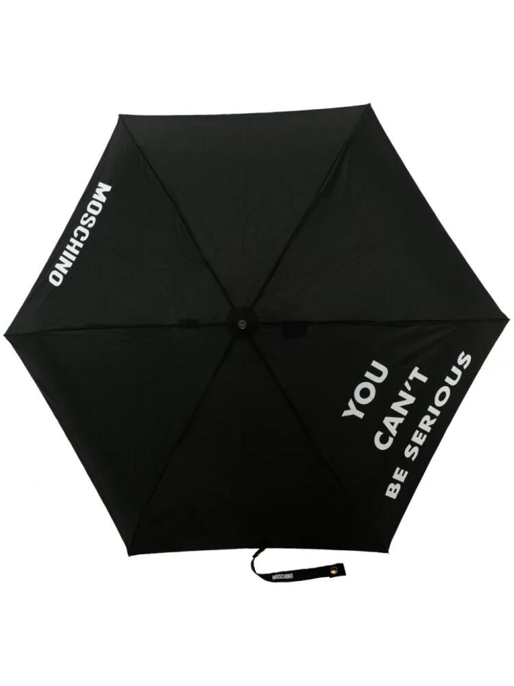 Moschino slogan-print foldable umbrellla - Black Cover