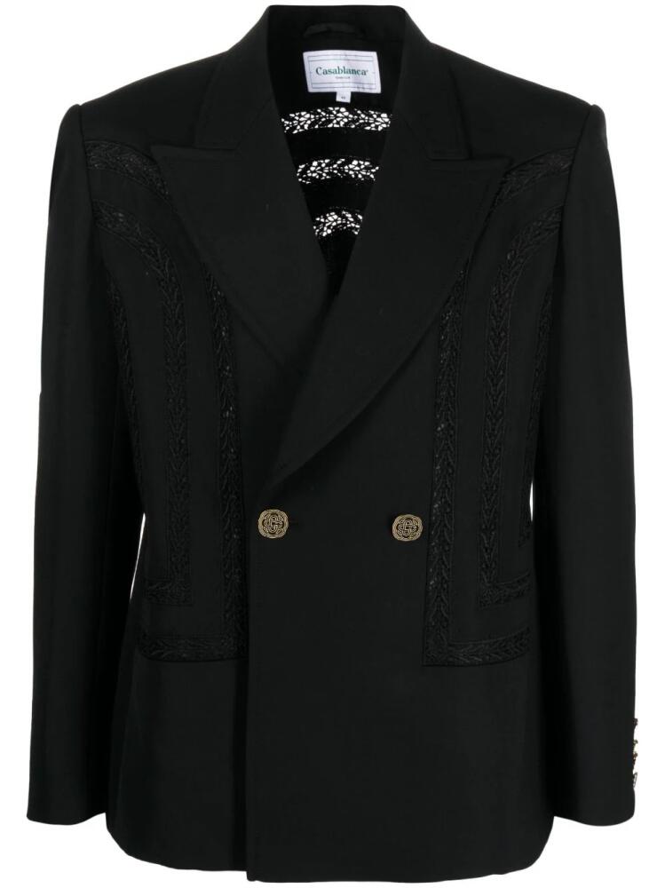 Casablanca broderie anglaise double-breasted blazer - Black Cover