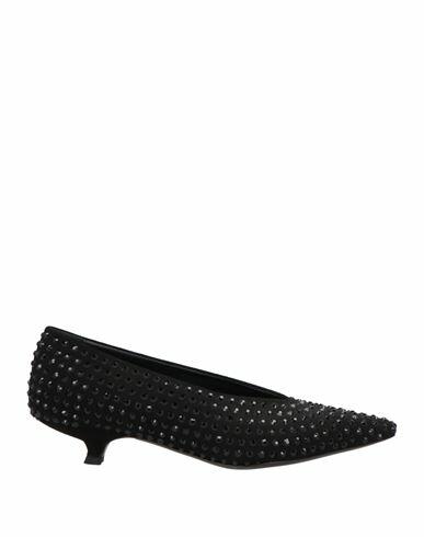 Eddy Daniele Woman Pumps Black Leather, Swarovski Crystal Cover