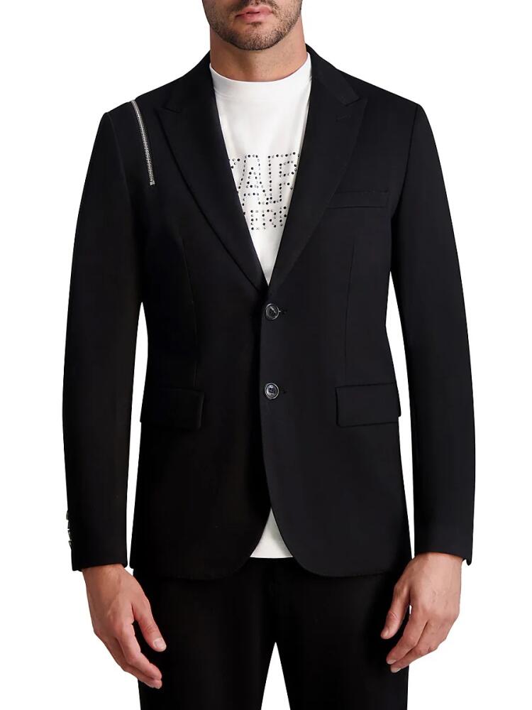 KARL LAGERFELD PARIS WHITE LABEL Men's Slim Fit Peak Lapel Blazer - Black Cover