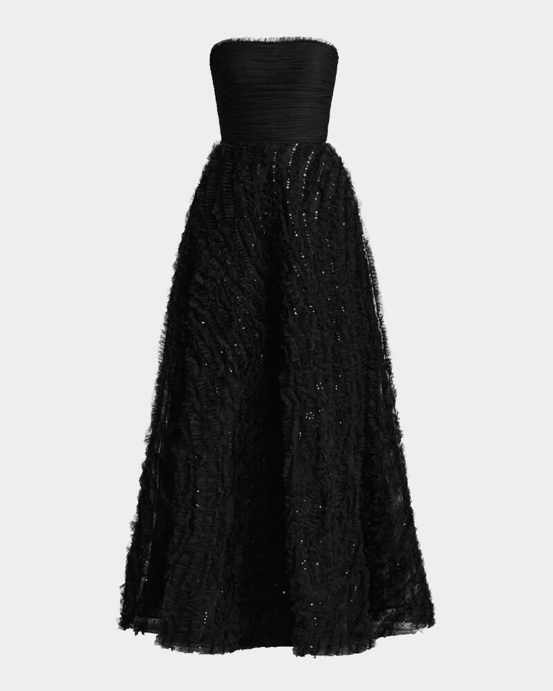 Zac Posen Strapless Sequin Ruffle Gown Cover