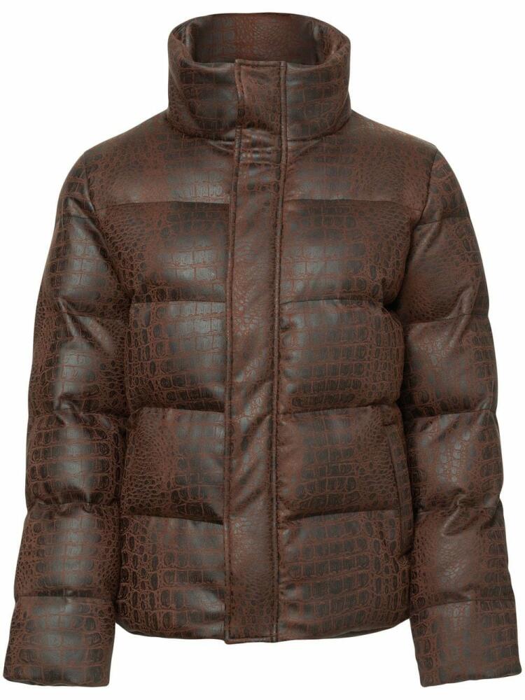 Unreal Fur crocodile-effect padded jacket - Brown Cover