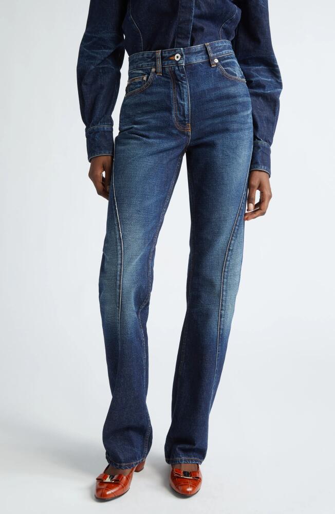 FERRAGAMO High Waist Straight Leg Jeans in Distressed Cover