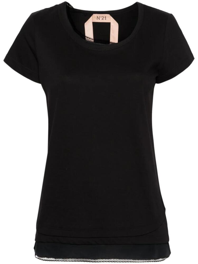 Nº21 layered lace-trim T-shirt - Black Cover