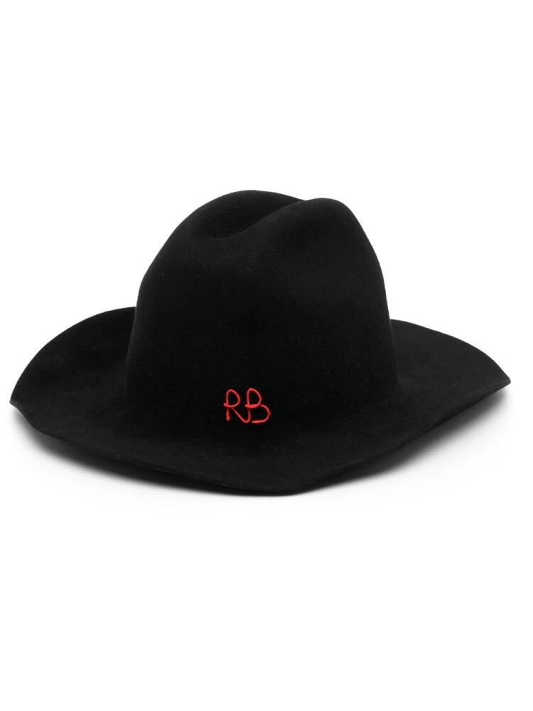 Ruslan Baginskiy embroidered-logo wool-felt fedora - Black Cover