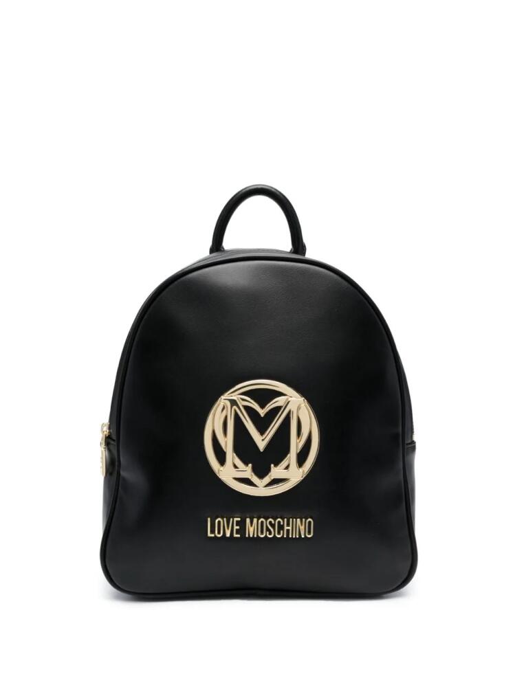 Love Moschino logo-plaque top-zip backpack - Black Cover