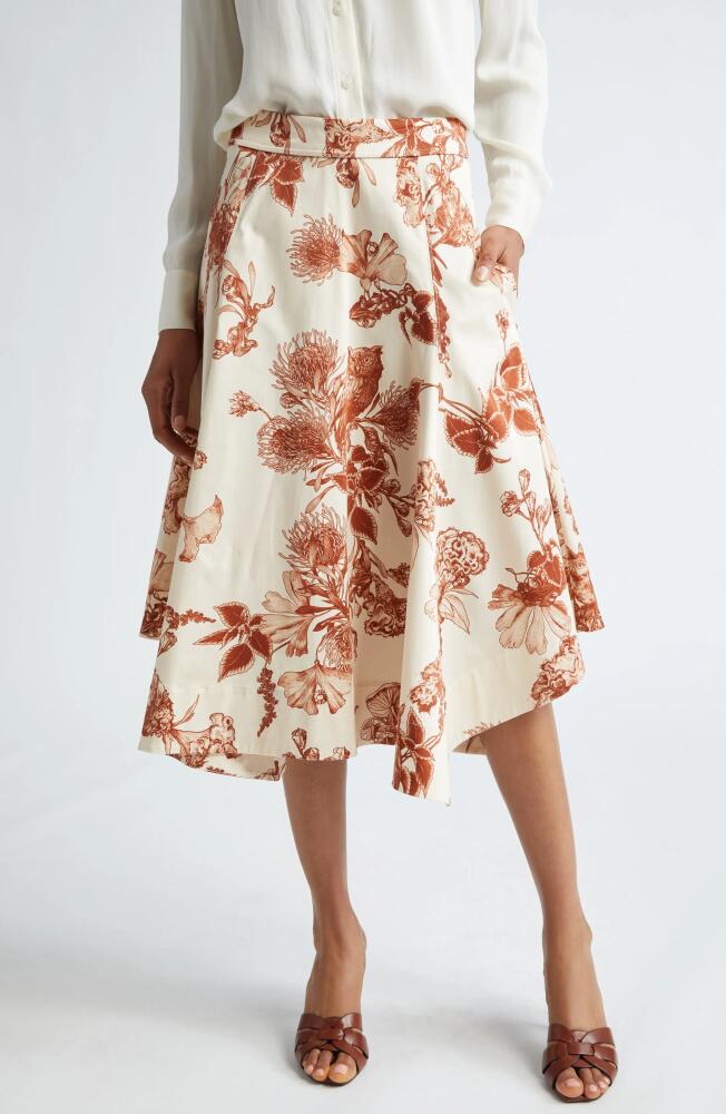 Jason Wu Collection Botanical Print Handkerchief Hem Midi Skirt in Calico /Rust Cover