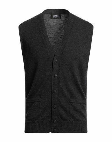 Alpha Studio Man Cardigan Steel grey Merino Wool Cover