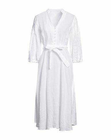 120% Lino Woman Midi dress White Linen Cover