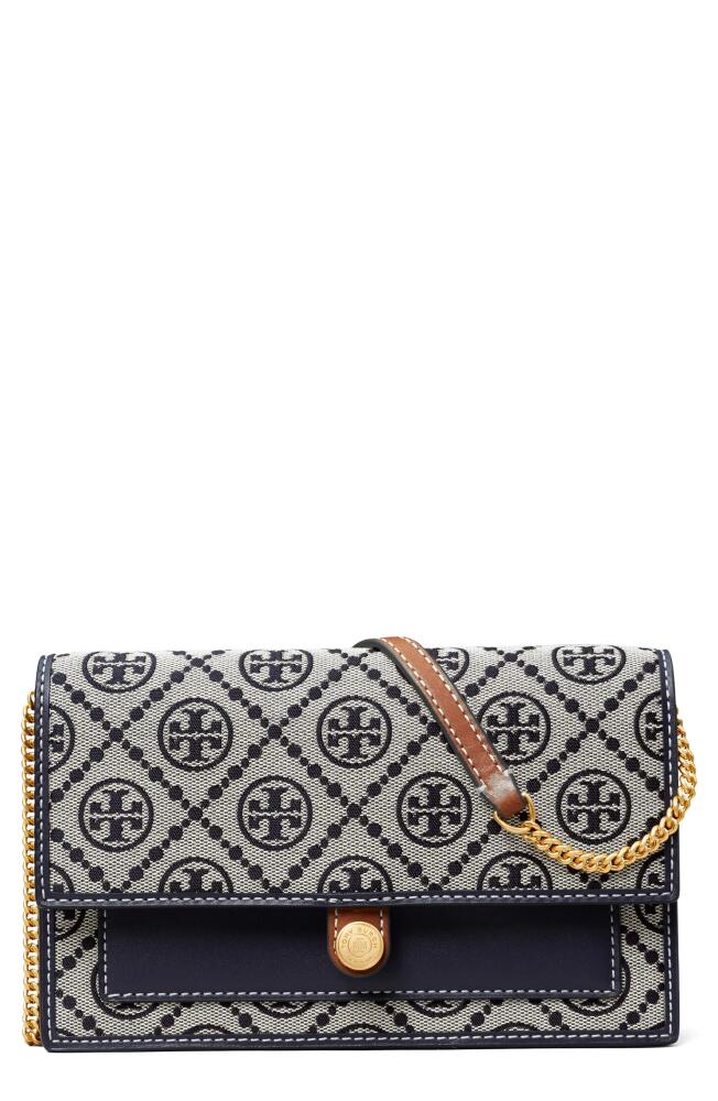 Tory Burch T Monogram Wallet on a Chain in Tory Navy Cover