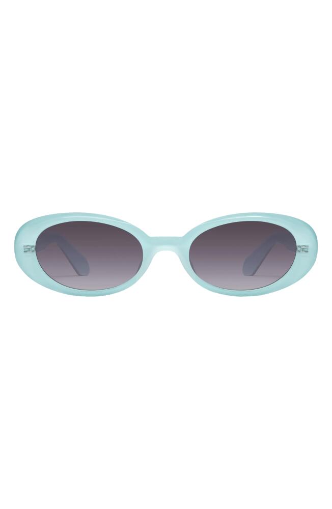 Quay Australia Felt Cute 52mm Gradient Small Oval Sunglasses in Mint/Smoke Cover