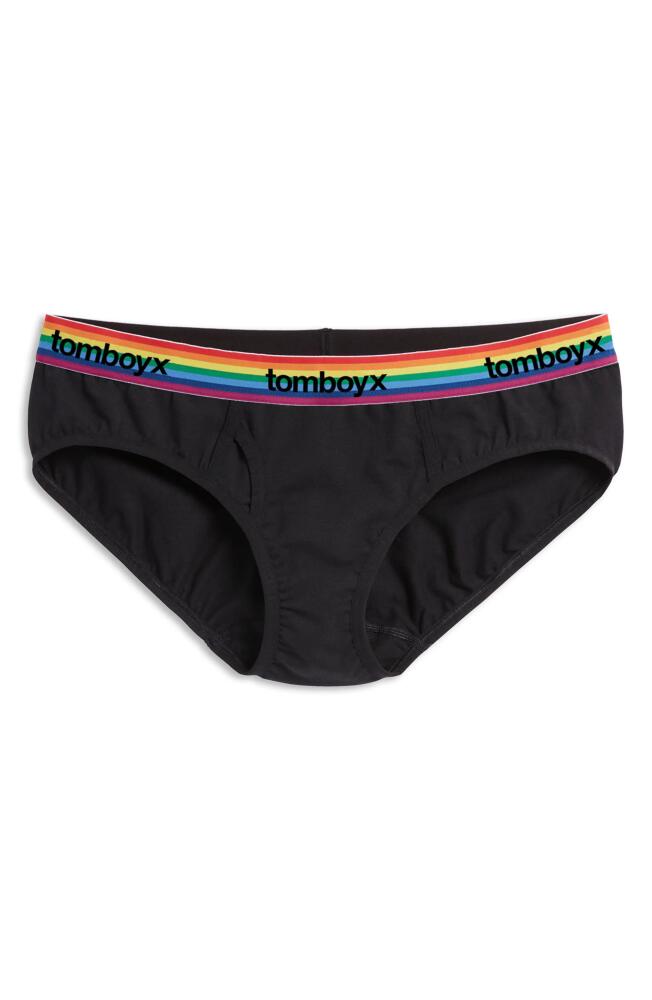 TomboyX Iconic Briefs in Black Rainbow Logo Cover