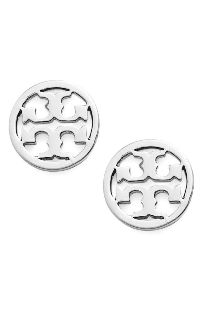 Tory Burch Circle Logo Stud Earrings in Silver Cover