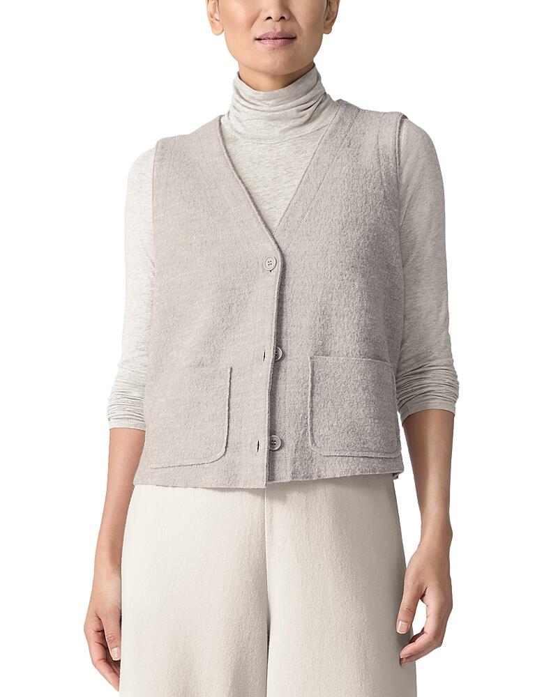 Eileen Fisher Button Front Wool Vest Cover