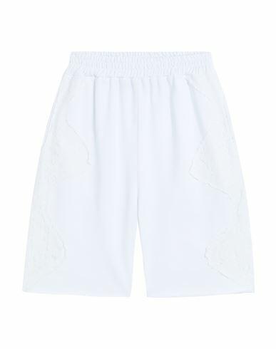 Pink Memories Woman Shorts & Bermuda Shorts White Cotton, Nylon Cover