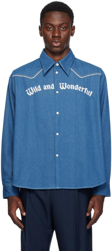 Stockholm (Surfboard) Club Blue Embroidered Denim Shirt Cover