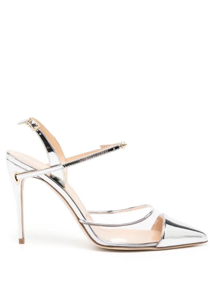 Jennifer Chamandi Vittorio 105mm mettalic-toe pumps - Silver Cover