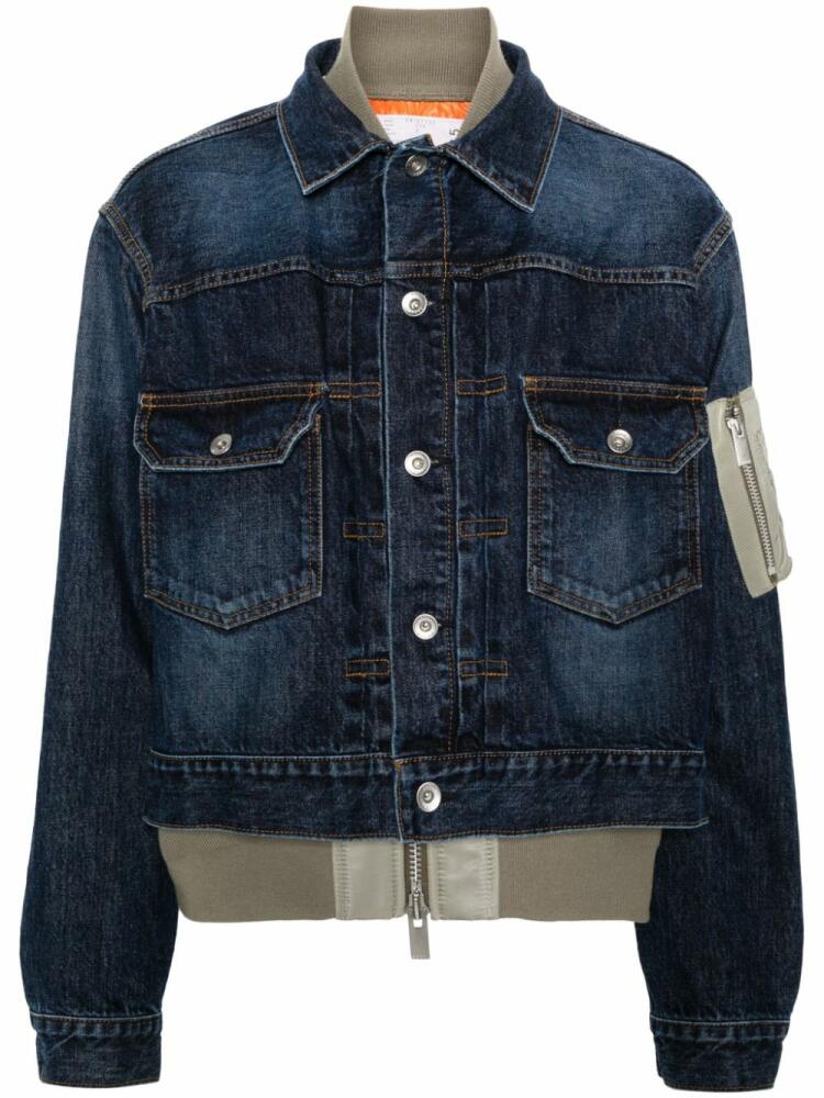 sacai layered denim jacket - Blue Cover