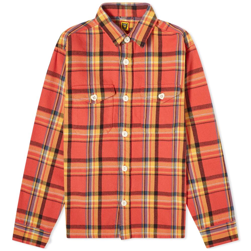 Human Made Men's Checked Overshirt in Orange Cover