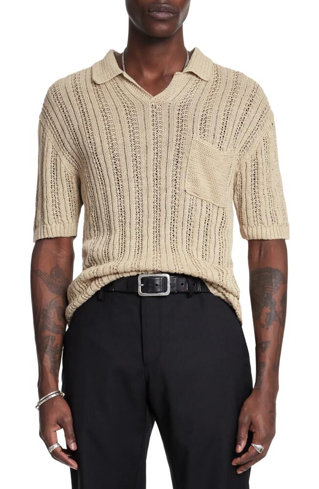 John Varvatos Odin Short Sleeve Textured Linen Sweater Cover