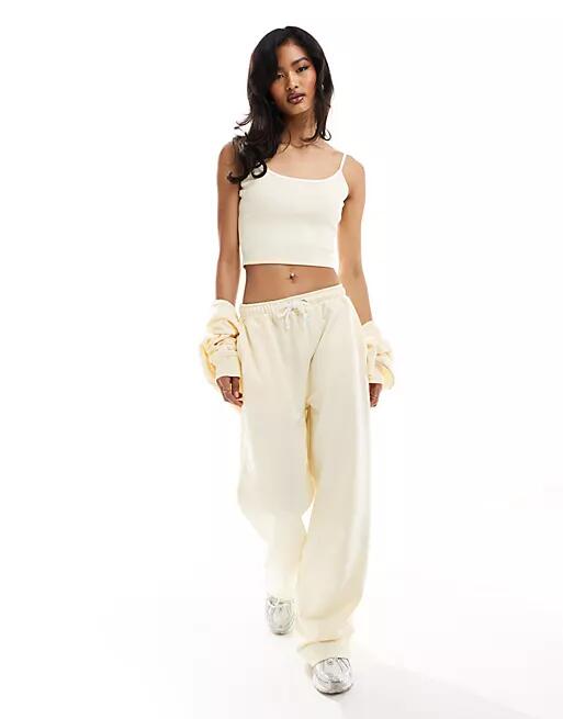 Kaiia wide leg sweatpants in lemon - part of a set-Yellow Cover