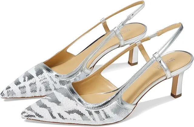 MICHAEL Michael Kors Alora Mid Sling (Optic White/Silver) High Heels Cover