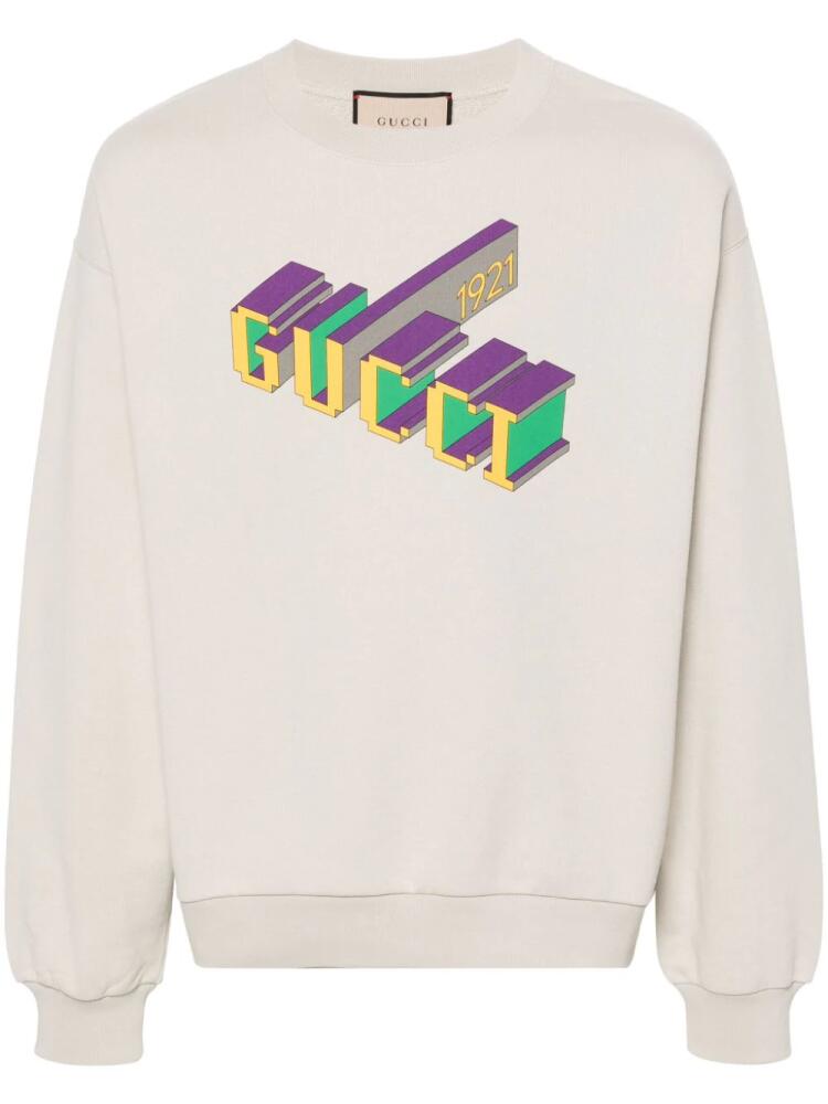 Gucci logo-print cotton sweatshirt - Neutrals Cover