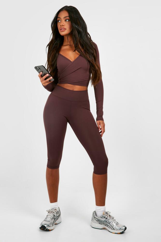 boohoo Womens Premium Sculpt Reform Capri Legging - Brown Cover