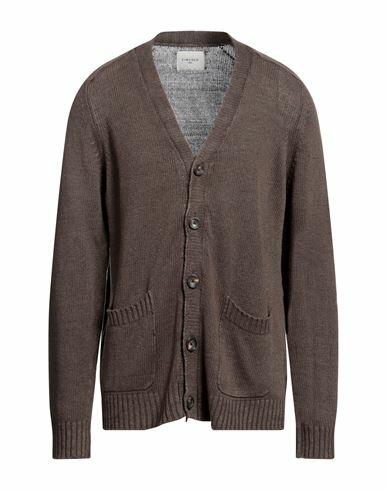 Circolo 1901 Man Cardigan Dark brown Linen, Cotton Cover