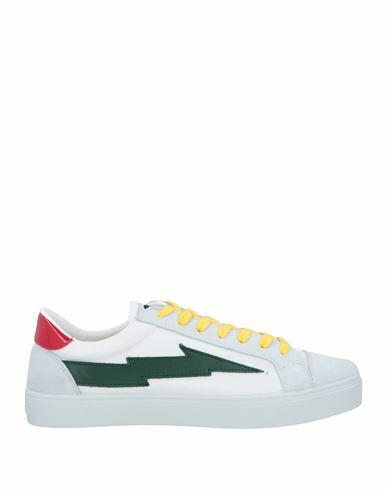 Sanyako Man Sneakers White Soft Leather, Textile fibers Cover