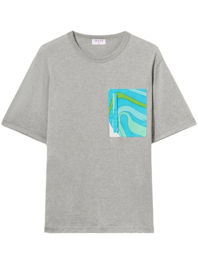 PUCCI contrasting-pocket cotton T-shirt - Grey Cover