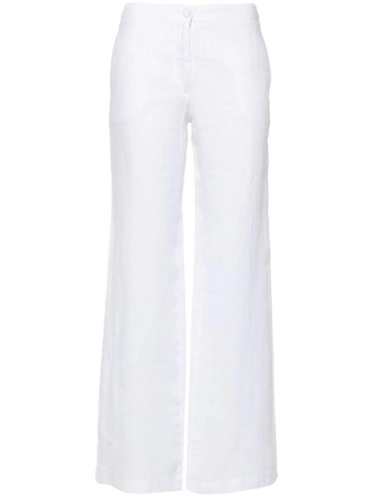 120% Lino flared linen trousers - White Cover