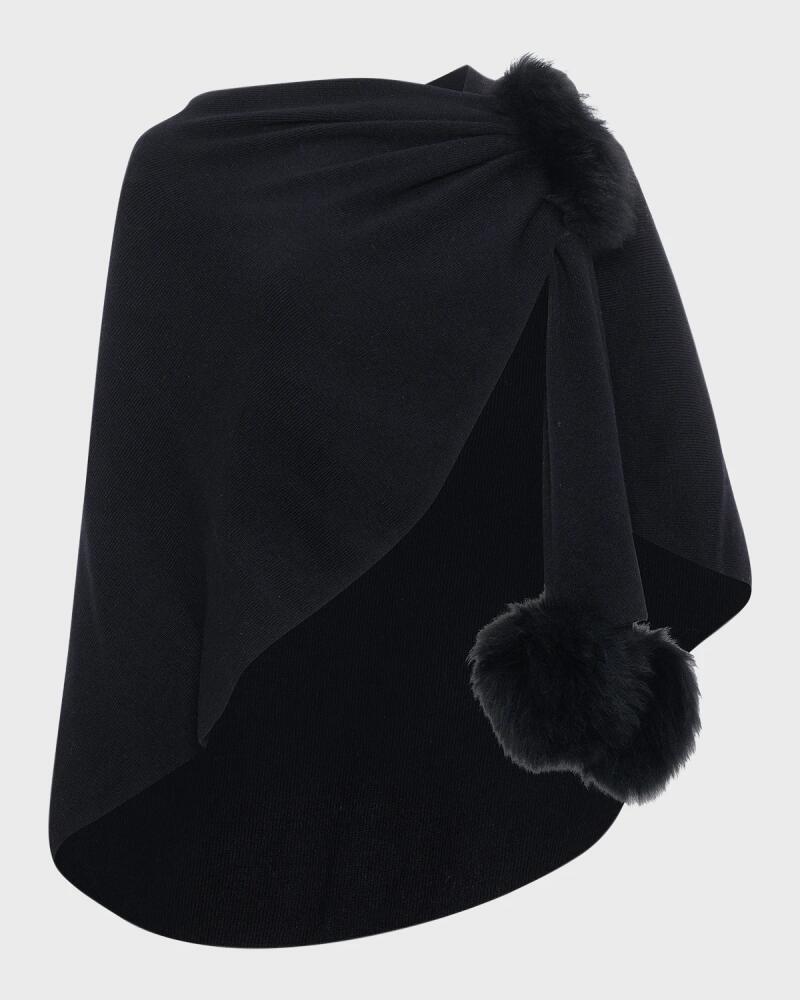 Gorski Select Wool Capelet With Lamb Shearling Poms Cover