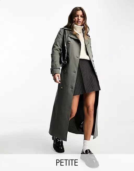 Ever New Petite belted maxi trench maxi coat in soft olive-Green Cover