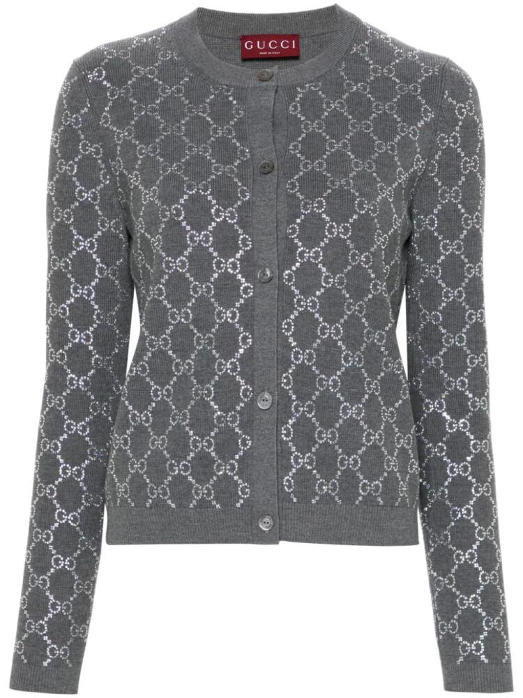 Gucci GG crystal-embellished cardigan - Grey Cover