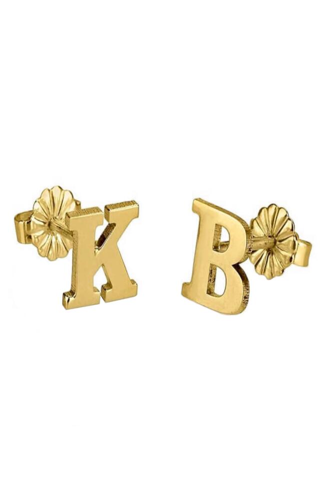 MELANIE MARIE Personalized Letter Stud Earrings in Gold Plated Cover