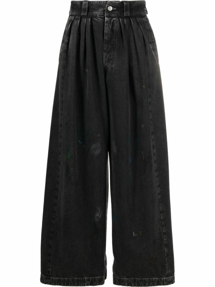 Maison Margiela paint-splatter wide-leg jeans - Black Cover