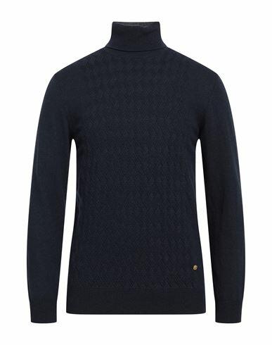 Havana & Co. Man Turtleneck Navy blue Merino Wool, Nylon, Viscose, Cashmere Cover