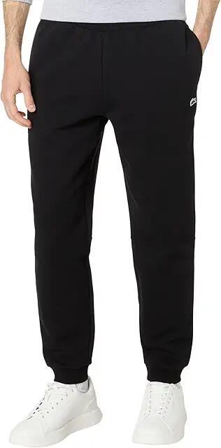 Lacoste Essentials Fleece Sweatpants with Ribbed Ankle Opening (Black) Men's Clothing Cover