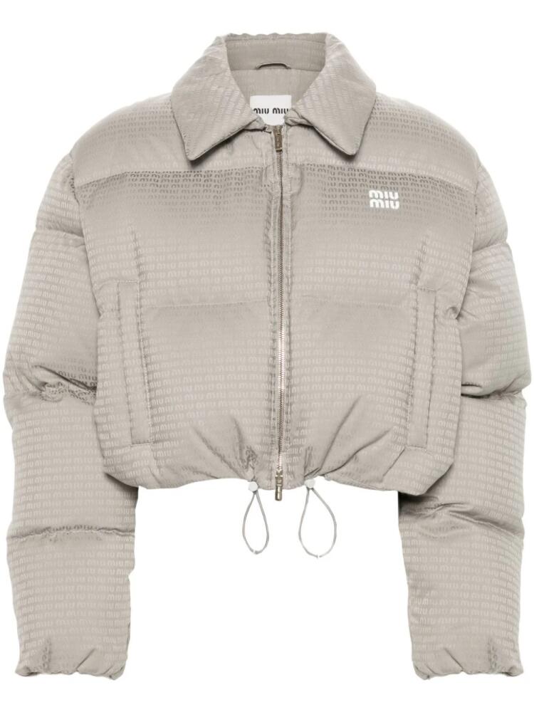 Miu Miu logo-jacquard puffer jacket - Grey Cover