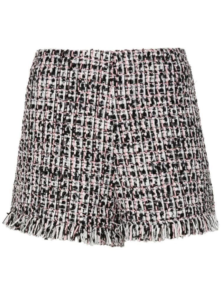 Self-Portrait tweed fringed shorts - Black Cover