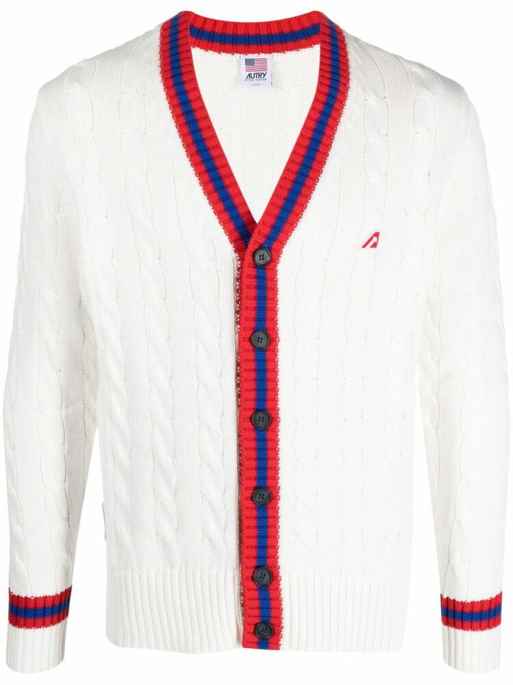 Autry cable-knit V-neck cardigan - White Cover