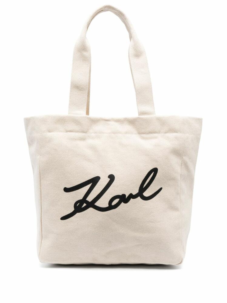 Karl Lagerfeld K/Signature canvas tote bag - Neutrals Cover